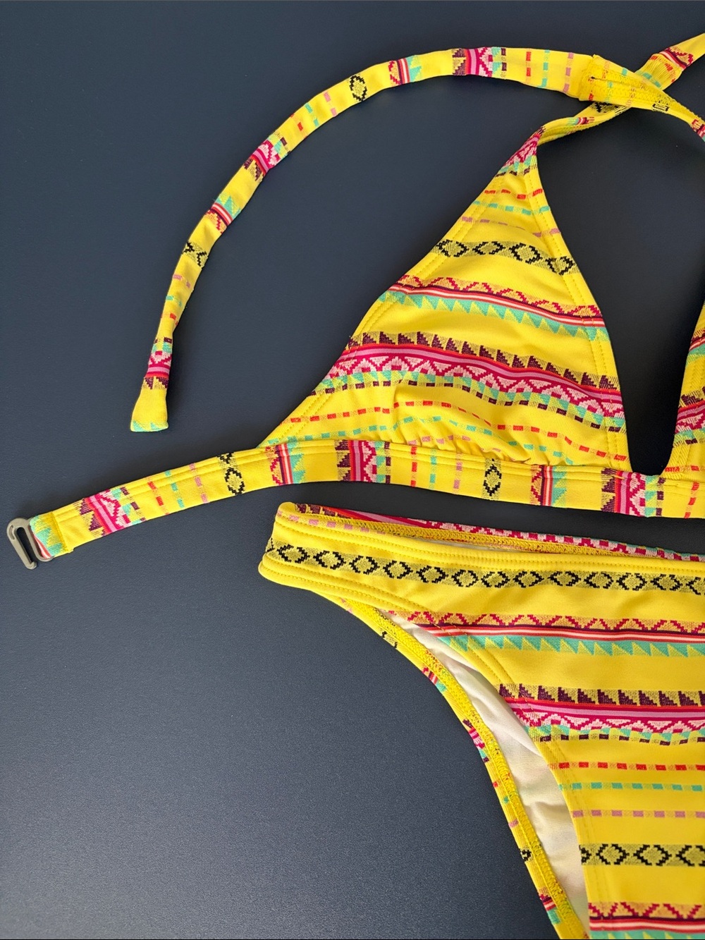 Roxy Yellow Patterned Triangle Bikini - Picture 5 of 7